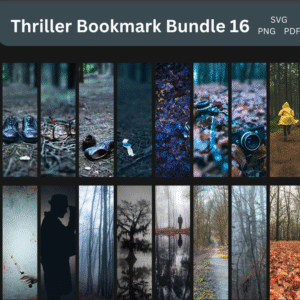 Thriller Bookmark Bundle – A digital collection of horror and crime thriller-themed bookmarks, ready for instant download.